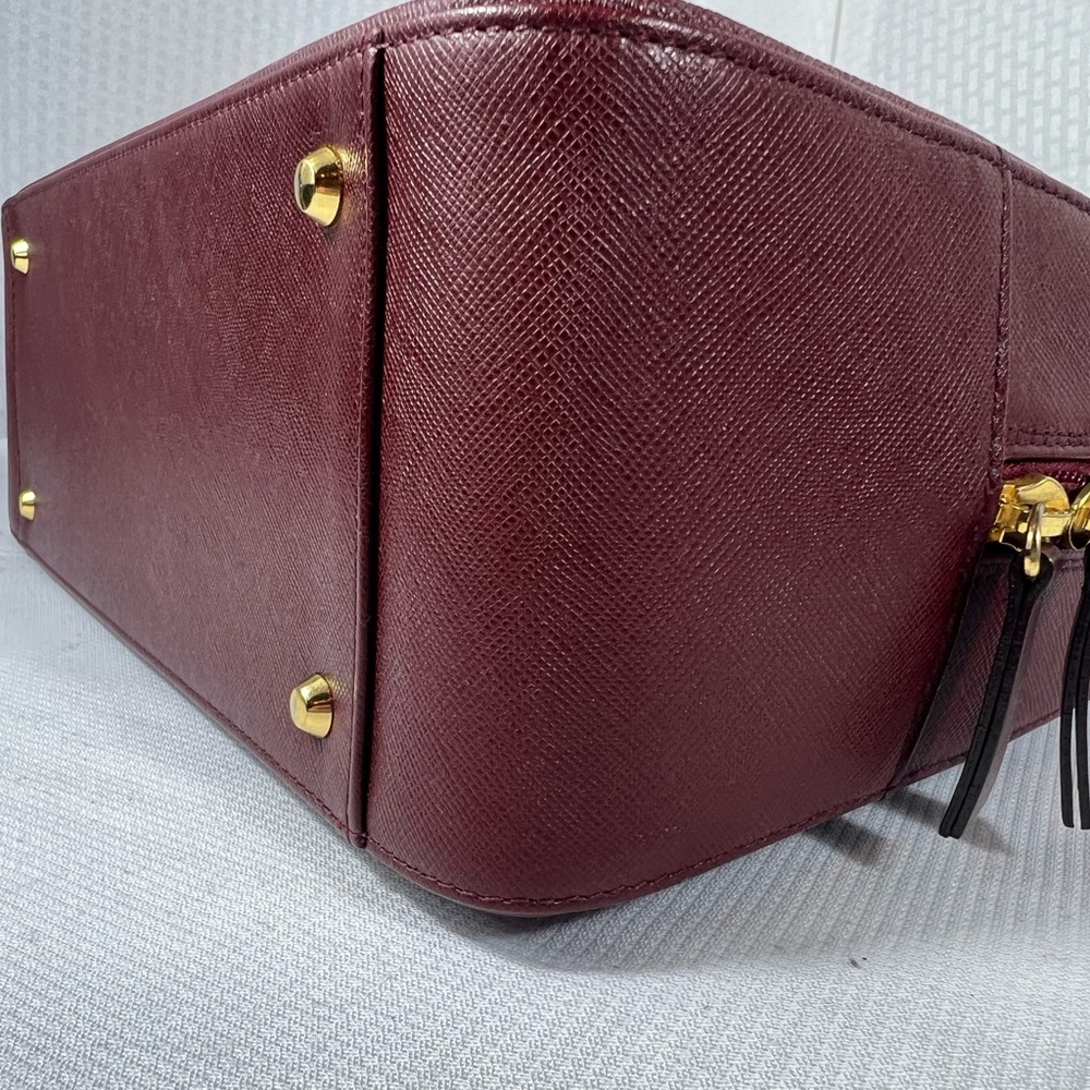 Burberry London Burgundy Saffiano Leather Satchel Re-Lined Authentic - Picture 9 of 16